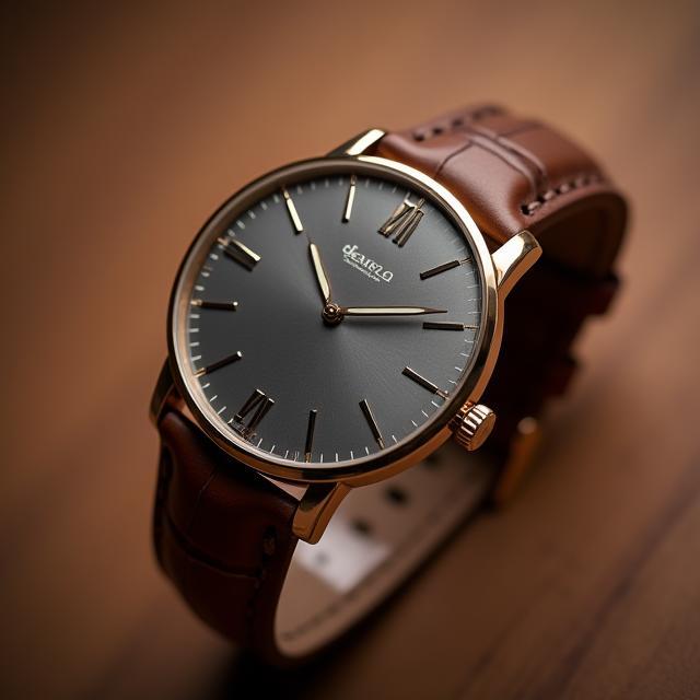 Elegant dress watch on leather strap