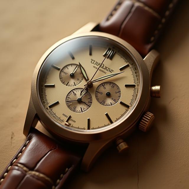 Vintage style watch with patina dial